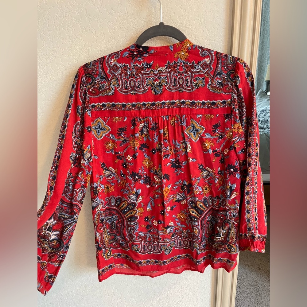 Multi Color Red Peasant Blouse - image 5